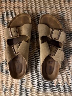 Birkenstock Kids Tan Suede Two-Strap Sandals with Buckles